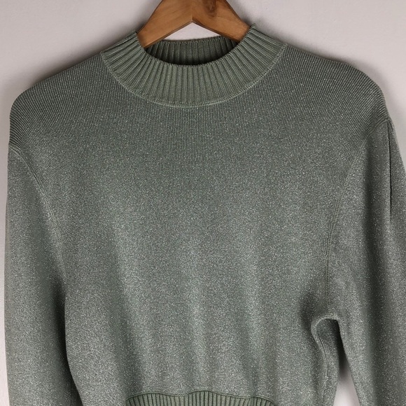*CLOSET CLOSING* Free People Starry Night Metallic Pullover Sweater Frosted Fern - Picture 5 of 13